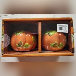 Pumpkin Ceramic Salt and Pepper Shakers